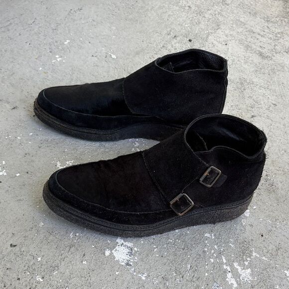 All Saints suede double monk strap with pony hair top booties main image 7